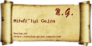 Mihályi Gejza névjegykártya